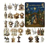 Calendrier de Noël 2025, compte à rebours avec 24 pendentifs Jésus - Accessoires de scène religieuse en acrylique 2D pour amis, famille, adultes, adolescents, étudiants