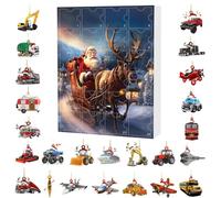 Calendrier de Noël 2025 | Compte à rebours de 24 jours | Décorations de Noël et étiquettes de véhicule sur le thème du transport | Décorations festives pour arbre, maison, porte d'entrée et fête de