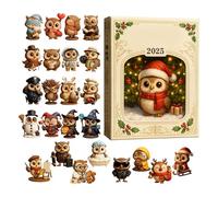 Calendrier de Noël 2025 | Décoration plate en acrylique 2D sur le thème des animaux - Calendrier compte à rebours 2025 avec petite chouette | Pour hommes, femmes, garçons, filles, adolescents, épouse