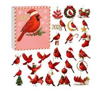 Calendrier de Noël 2025 | Décorations de Noël en acrylique 2D avec oiseaux | Calendrier des vacances | Décorations d'arbre de Noël | Pour , amateurs d'oiseaux, décoration d'intérieur, fête, mu