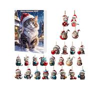 Calendrier de Noël 2025 en forme de chat miniature 2D en acrylique, compte à rebours C-alendar, adorable décoration de Noël pour garçons, filles, , épouse, fille, sœur, amie