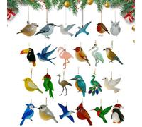 Calendrier de Noël 2025 en verre de mer | Décoration de charme en acrylique 2D | Compte à rebours de Noël sur le thème des oiseaux 24 jours | Pour adultes et , vacances, fête, arbre, voiture