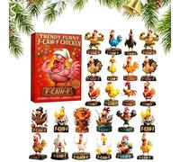 Calendrier de Noël 2025 | Fun Chicken Design 2D Flat Acrylic | Calendrier 2025 pour femme Husband Son Daughter Family Friends Men Women Boys Youth Teens