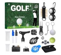 Calendrier de Noël 2025 - Kit d'outils de golf de 24 jours - Calendrier de l'Avent avec accessoires de golf, balles, thés, fourchettes de pitch pour hommes, femmes, adolescents, filles, famille, soh