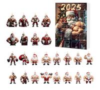 Calendrier de Noël - 2025 Ornement à rebours avec 24 jours 2d Bodybuilder Santa Design, décoration de vacances amusante pour les et adultes, parfait pour la, amis, garçons,