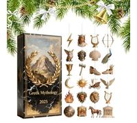 Calendrier de Noël 2025 - Pendentif plat en acrylique 2D | 24 jours sur le thème de la mythologie - Pour femmes, garçons, filles, adolescents, épouse, mari, fils, fille, famille, amis