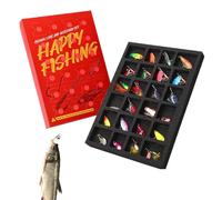 Calendrier de Noël 2025 pour la pêche, 24 accessoires de pêche, calendrier de compte à rebours de Noël - Pour jigging, trolling, casting, eau douce, vacances, anniversaire, fête, couples, rivière, lac