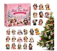 Calendrier de Noël 2026 avec compte à rebours en acrylique plat 2D | Calendrier de l'Avent en forme de figurine de chien pour enfants amoureux des animaux domestiques, arbre, fête murale