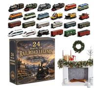 Calendrier de Noël 2026 avec mini train en acrylique 2D | Calendrier de compte à rebours de 24 voitures pour enfants et adultes, collectionneurs de Noël, vacances, bureau