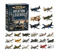 Calendrier de Noël 2026 Aviation - Compte à rebours 24 jours | Ornements 2D en acrylique légendes de l'aviation pour enfants et adultes, maison, bureau, salon, chambre à coucher