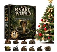 Calendrier de Noël 2026 Décor 2D Acrylique Drôle et Effrayant 24 Jours | Déco de Compte à Rebours de Noël Monde des Serpents pour Maison Salon Chambre Mur Bureau Étagère Fêtes Vacances
