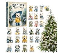 Calendrier de Noël 2026 en forme de chien 24 jours en acrylique 2D | Calendrier de Noël 24 figurines d'animaux pour les vacances, les fêtes, les bureaux, la maison, la chambre, l'école