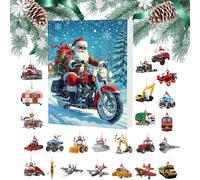 Calendrier de Noël - 24 boîtes compte à rebours jusqu'à Noël, décoration sur le thème du transport du Père Noël, pendentif véhicule pour arbre, maison, vacances, porte d'entrée