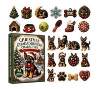 Calendrier de Noël 24 jours en acrylique Motif berger allemand | Compte à rebours festif Décoration de l'Avent pour maison, mur, fenêtre, couronne d'arbre, porte, cheminée