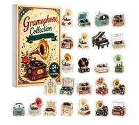 Calendrier de Noël Adventtttt - Compte à rebours en acrylique 2D Gramophone | Décoration de compte à rebours en acrylique sur le thème du gramophone 24 jours pour la maison, la cheminée, le bureau
