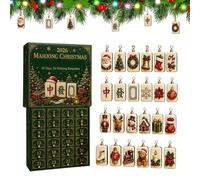 Calendrier de Noël avec compte à rebours 2D plat sur le thème du Mahjong | Décorations de Noël Mahjong pour les vacances, les anniversaires, les vacances, les réunions de famille