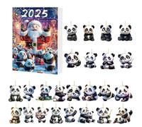 Calendrier de Noël avec grille d'aération - Motif panda adorable - 26 x 18 cm - Calendrier de compte à rebours de Noël - Ornements à suspendre en acrylique - Souvenir réutilisable pour les vacances