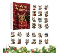 Calendrier de Noël - Calendrier de l'Avent 2026 - Motif chats mignons | Article de Noël, acrylique 2D, chat mignon, pendentif en forme d'animal, raccourcit le temps d'attente
