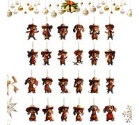 Calendrier de Noël - Calendrier de l'Avent teckel, compte à rebours avec art plat de collection, décoration de vacances saisonnière pour fenêtre, mur, cheminée, salon, décoration intérieure et festive