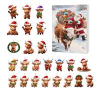 Calendrier De Noël - Calendriers De L'Avent, Calendrier De Compte À Rebours 24 Jours, 2d Acrylique Highland Cow Ornement Planner Pour Des Vacances Home Family Tree Window Porte Murale Car Vie View Mir