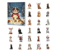 Calendrier de Noël - Chien 2D - Pendentif acrylique 2D - Calendrier 24 jours - Pour adolescents, vacances, enfants, saisonniers, Halloween, Thanksgiving, Pâques, adultes