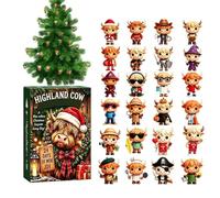 Calendrier de Noël Compte à Rebours 2026 Décoration Vache Mignonne 24 Jours | Statues Calendrier Compte à Rebours Noël Pour Fêtes Soirées Table Basse Placard Bibliothèque Rebord
