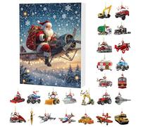 Calendrier de Noël compte à rebours | 24 boîtes de Noël Avent, ornement en acrylique 2D, motif Père Noël, transport, pendentif bas de Noël pour cour, porte d'entrée, maison