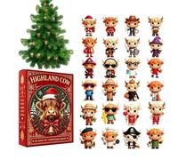 Calendrier de Noël Compte à Rebours 24 Jours Décoration Festive Vache | Figurine Calendriers De Compte À Rebours Fêtes Pour Fêtes Soirées Table Basse Placard Bibliothèque Rebord