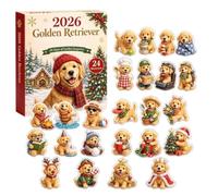 Calendrier de Noël Compte à rebours 2D Plat Chien Jouant 24 Jours Figurines | Compte à rebours de Noël pour fêtes de décembre, décoration de table, bureau, cheminée, cheminée