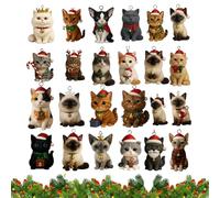 Calendrier de Noël Compte à Rebours - Calendrier Chat en Acrylique 2D avec 24 Boîtes - Ornement de Fête Artistique pour Tout Le Monde Jeune Adulte Adolescent Enfant