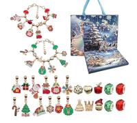 Calendrier de Noël compte à rebours | Compte à rebours de bijoux jusqu'à Noël, bracelet de dessin animé sur le thème de 24 jours de vacances pour filles femmes