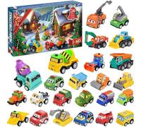 Calendrier de Noël, compte à rebours de 24 jours, avec retour en arrière, pour enfants - Petit modèle de véhicule, décoration de table pour les tout-petits, les adolescents et les enfants comme cadeau