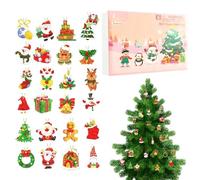 Calendrier de Noël compte à rebours | Décoration acrylique 2D - 24 décorations de sapin de Noël en strass - Pour fête à la maison, mur, fenêtre, affichage saisonnier
