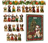 Calendrier de Noël compte à rebours | Décoration en acrylique 2D en forme de chien - Décoration de Noël pour fête de fin d'année, sapin, bureau, cheminée, fenêtre, porte, mur