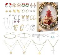 Calendrier de Noël, compte à rebours, décorations de Noël 25 jours, accessoires à breloques, y compris boucles d'oreilles, bagues, bracelets pour la Saint-Valentin, Pâques, Halloween, Thanksgiving