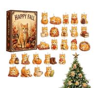 Calendrier de Noël compte à rebours figurines décoratives de chat d'automne | Calendrier de compte à rebours 24 jours pour arbres d'automne Cheminée, maison, fête, célébration