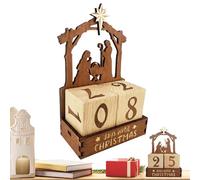 Calendrier de Noël, compte à rebours jusqu'à Noël, calendrier de la Nativité en bois, décoration de table amusante à collectionner pour étagère, chambre à coucher, maison, vacances, festival d'hiver
