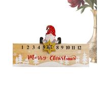 Calendrier de Noël compte à rebours - Ornement de nain coulissant, double face 24 chiffres en bois pour bureau, fête, maison, lieu de travail, appartement, salon