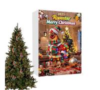 Calendrier de Noël compte à rebours - Pendentif acrylique 2D - Ornement de poulet de 24 jours de style ferme - Kit de décoration de vacances festives | Arbre, maison, fête, célébration, ferme