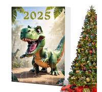 Calendrier de Noël Countdown - 26 x 18 x 3 cm Christmas Advent, Holiday Present, 2D Acrylic Alphabet Dinosaur Theme Ornament Set With 24 Boxes Decorative Holiday Stocking Stuffers For Girls Boys