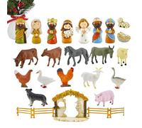 Calendrier de Noël - Crèche de l'Avent avec petites figurines pour la maison, l'école et l'église, calendrier religieux de compte à rebours pour salon, bureau, ferme et décoration de fête, 36,5 cm