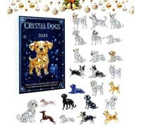 Calendrier de Noël Crystal Dog - Maîtrisez l'esthétique de vos vacances, compte à rebours de 24 jours avec pendentifs en acrylique double face, ensemble de suspension de miroir léger et, m