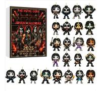 Calendrier de Noël de 24 jours avec groupes de rock et de métal - Contient des objets de collection de figurines de musique emblématiques - Cadeau idéal pour les fans de rock et de métal
