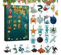 Calendrier De Noël De L'Avent De La Vie Marine - Décor Acrylique 2D 24 Jours, Calendrier De Compte À Rebours D'ornement De Créatures Marines | Pour Maison Voiture Salon Famille Adultes Vacances Vacanc