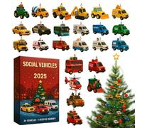 Calendrier de Noël de l'Avent | Décorations de cadeaux de fête en acrylique bidimensionnel | Véhicules Jouets Calendrier compte à rebours de Noël | Convient pour les tout-petits, les enfants, les