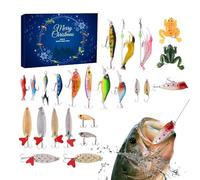 Calendrier de Noël de Pêche, Coffret 24 Leurres De Pêche pour L'Avent De Noël, Leurres Réalistes pour Truite Perche Hommes Adultes Vacances Rivière Lac Mer Bord Plage Anniversaire
