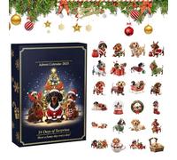 Calendrier de Noël - Décoration en acrylique 2D en forme de chiot - Décoration de sapin de Noël en forme de chien - Pour les amoureux des animaux de compagnie, les vacances, la maison, la fenêtre, le