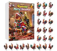 Calendrier de Noël - Décoration rustique en acrylique 2D | 24 grilles de l'avent en forme de poulet | Compte à rebours pour Noël, Nouvel An, vacances, collection souvenir, ferme, fête à la maison