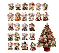 Calendrier de Noël éléphant Figurines d'éléphant 3D à collectionner | Calendrier de Noël 24 animaux pour étagère, bureau, plateau multi-niveaux, table à manger, fête, bureau