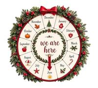 Calendrier De Noël En Bois Compte À Rebours Roue Mensuelle Rotative